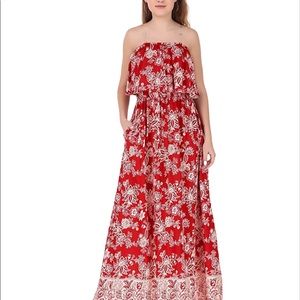Bohemian Maternity Maxi Dress XL Strapless NWT Lightweight